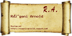 Régeni Arnold névjegykártya